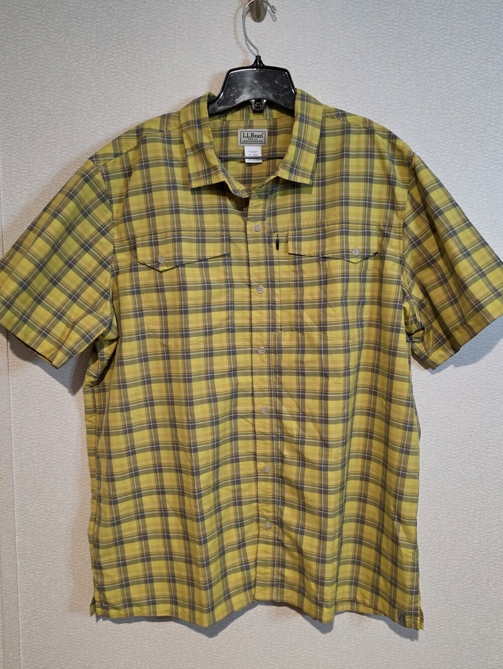 L.L. Bean Mens SunSmart Cool Weave Short Sleeve Button Down Shirt Plaid XL